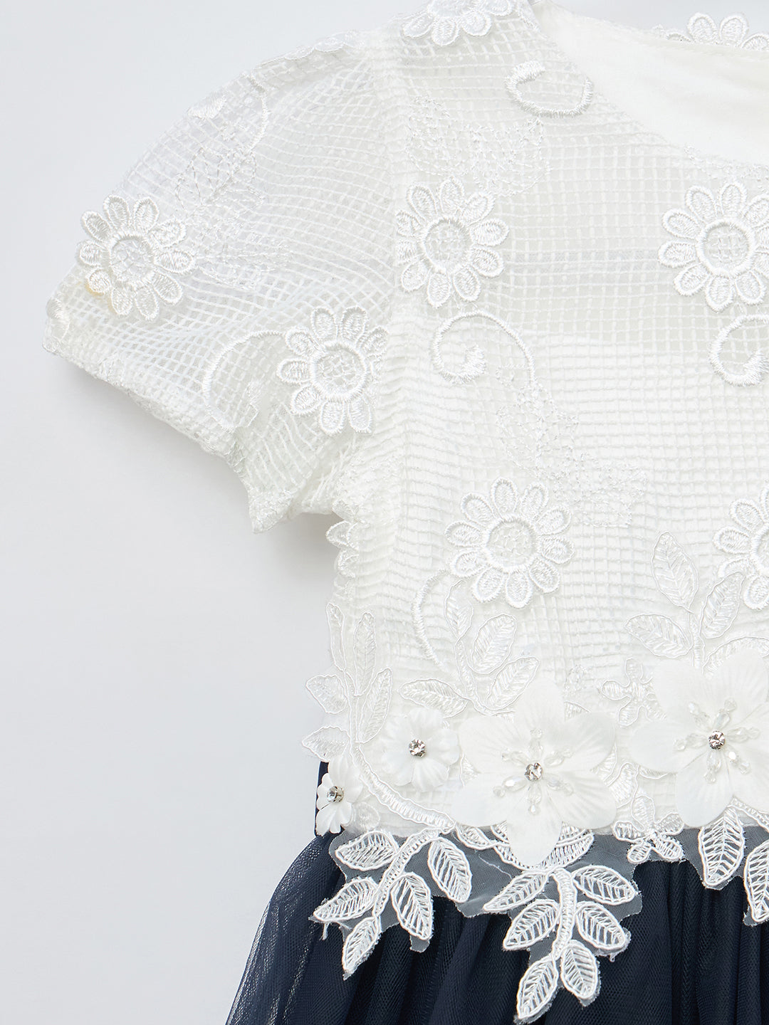 Blue Giraffe Girls Navy Solid Round Neck Dress