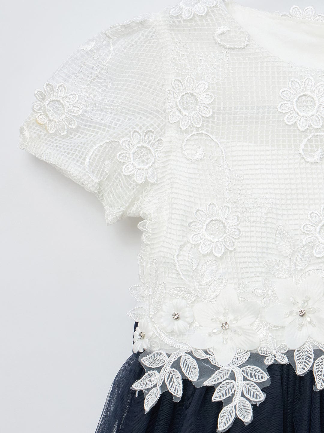 Blue Giraffe Girls Navy Solid Round Neck Dress