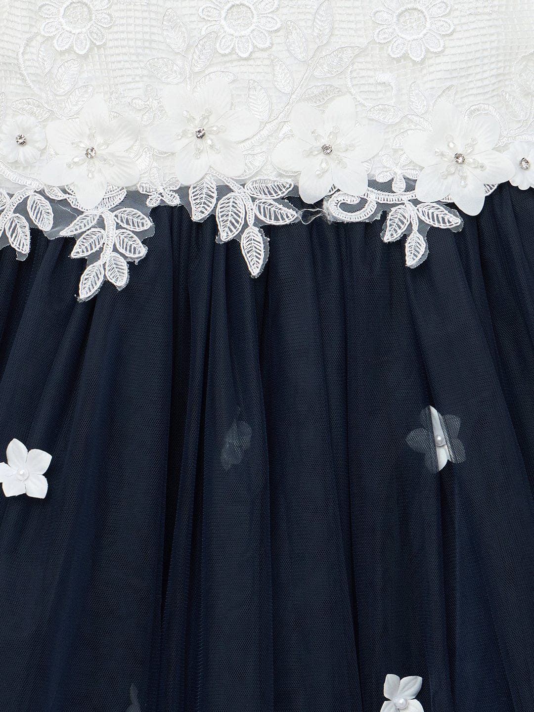 Blue Giraffe Girls Navy Solid Round Neck Dress