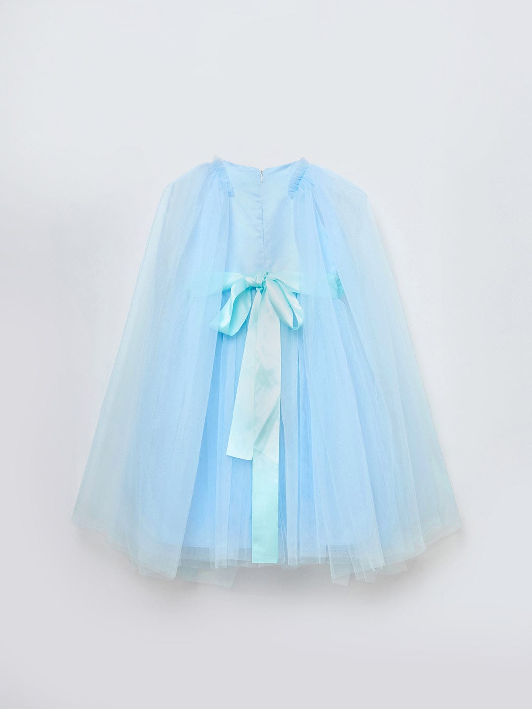 Blue Giraffe Girls Blue Solid Round Neck Dress