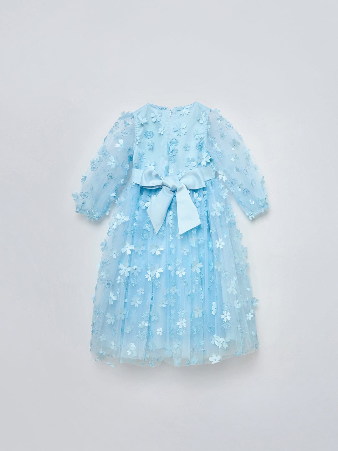 Blue Giraffe Girls Blue Solid Round Neck Dress