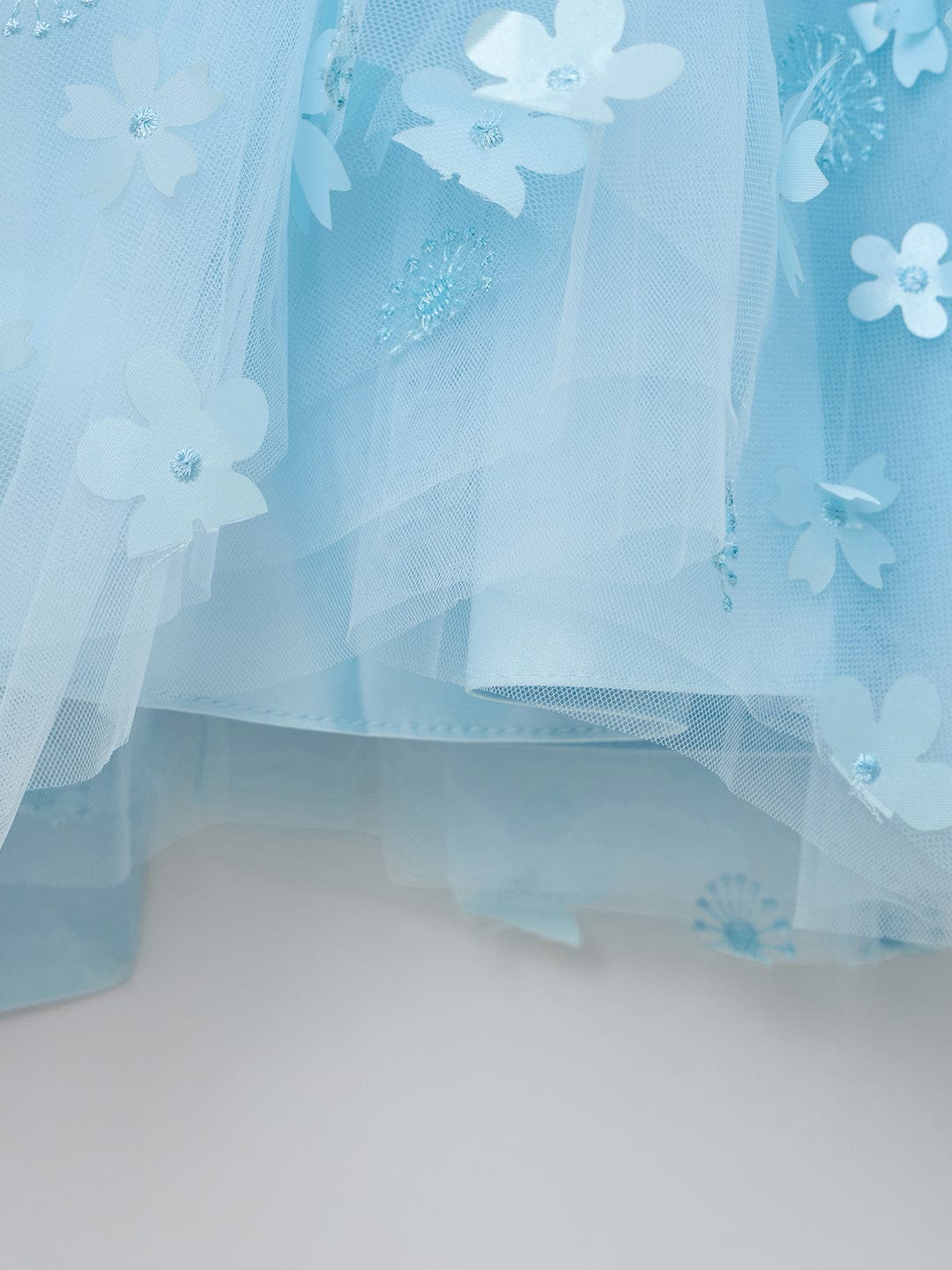 Blue Giraffe Girls Blue Solid Round Neck Dress