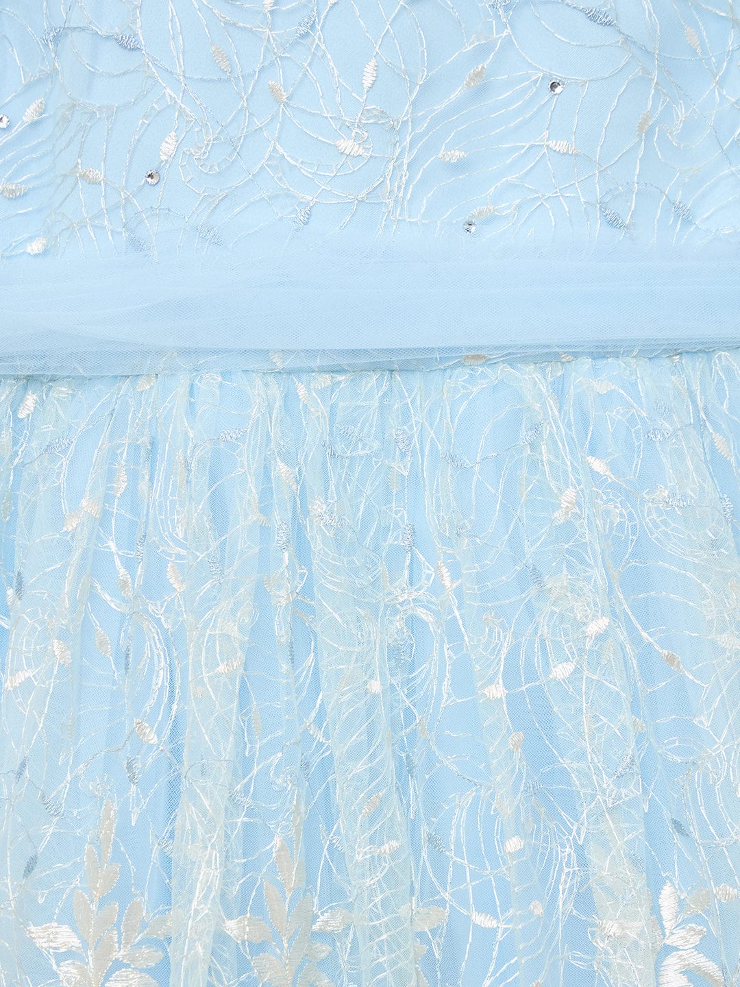 Blue Giraffe Girls Blue Solid Round Neck Dress