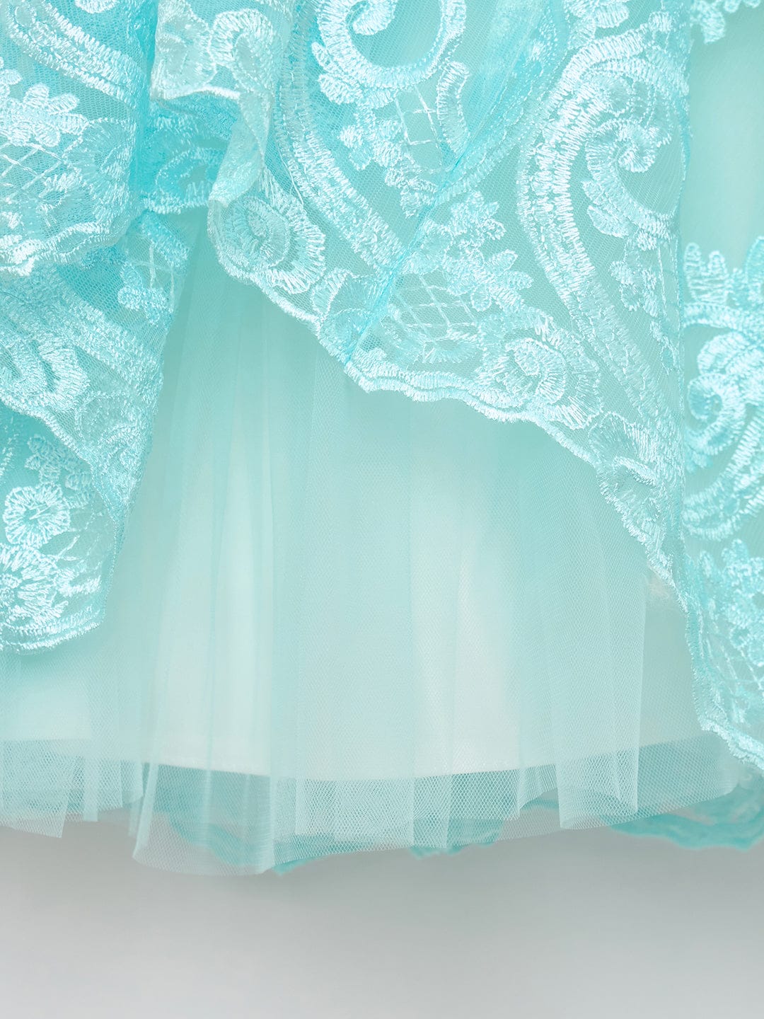 Blue Giraffe Girls Blue Solid Round Neck Dress