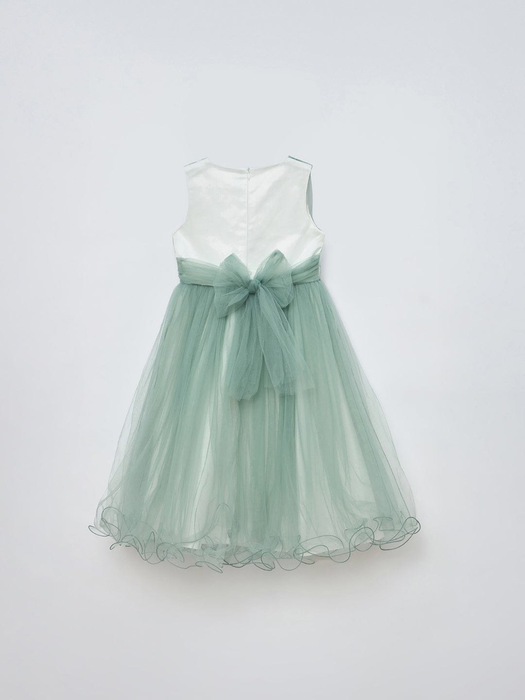 Blue Giraffe Girls Green Solid U Neck Dress