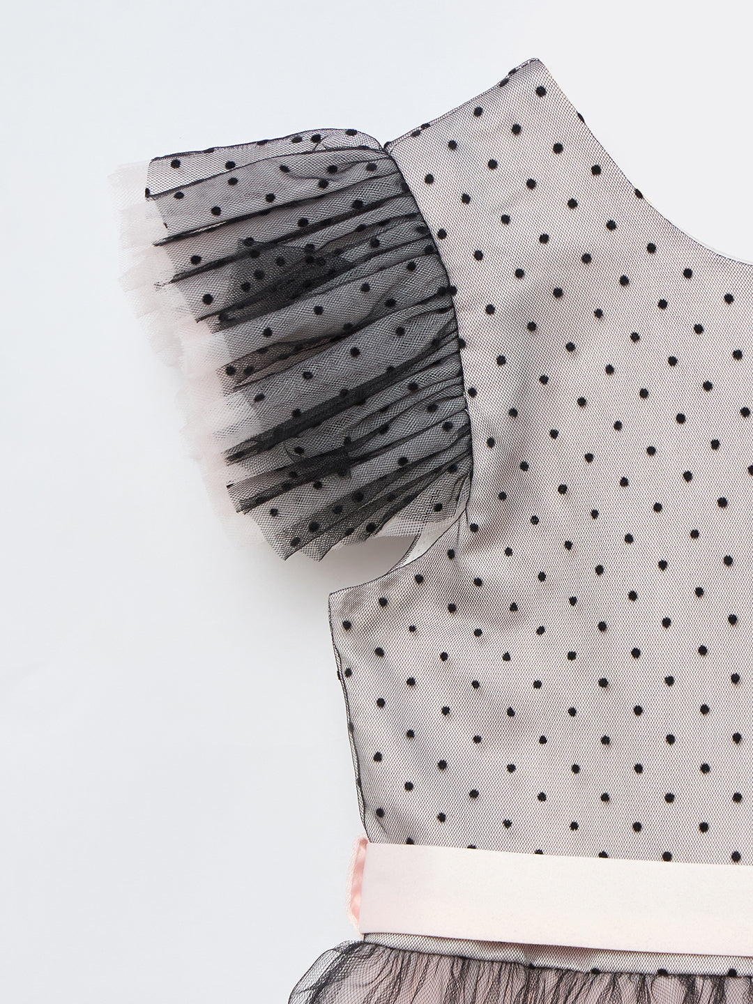 Blue Giraffe Girls Black Solid U Neck Dress