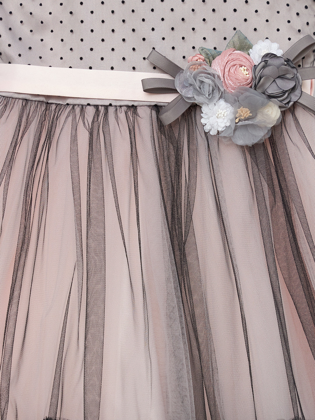 Blue Giraffe Girls Black Solid U Neck Dress