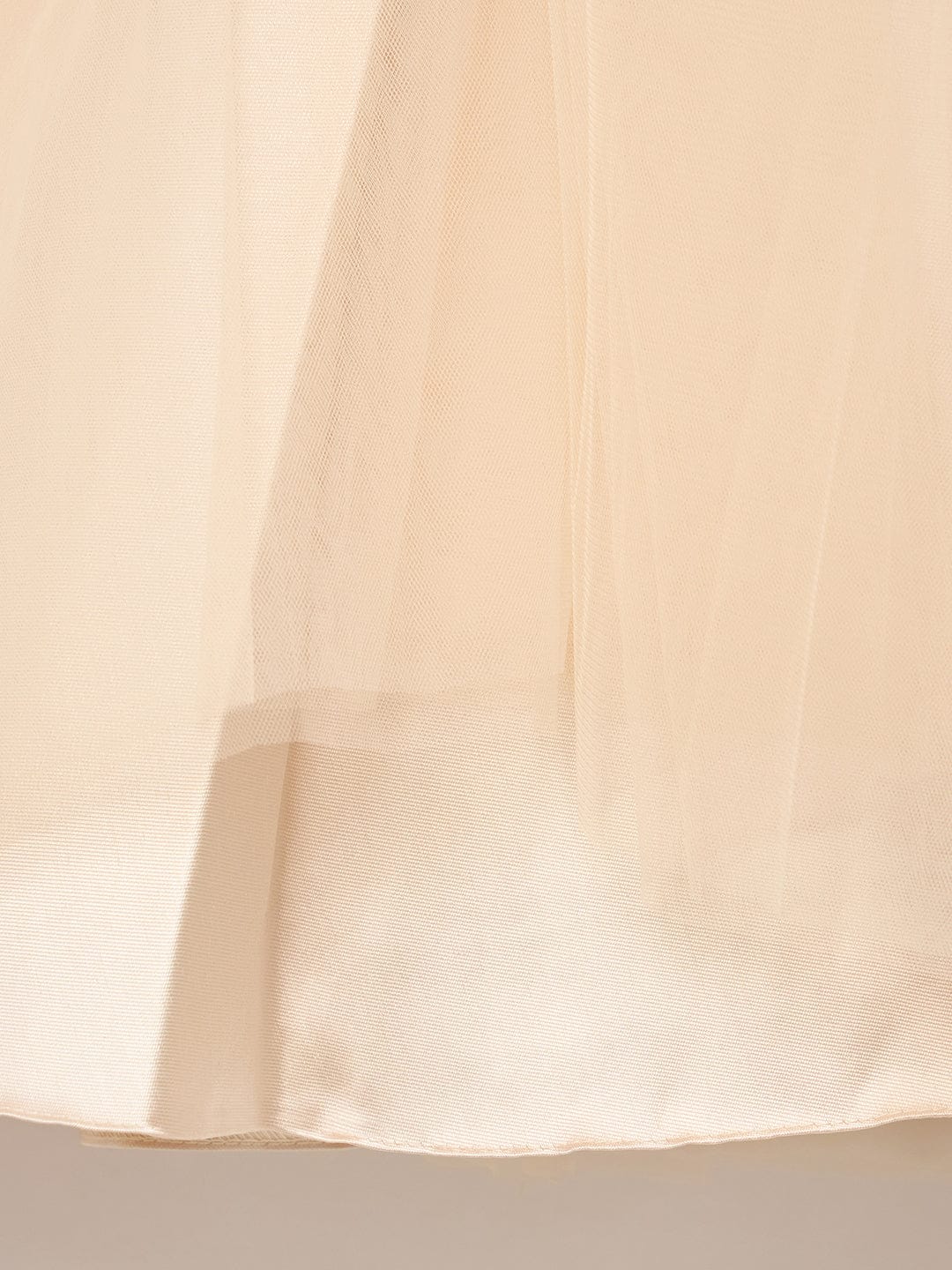 Blue Giraffe Girls Cream Solid Off Shoulder Dress