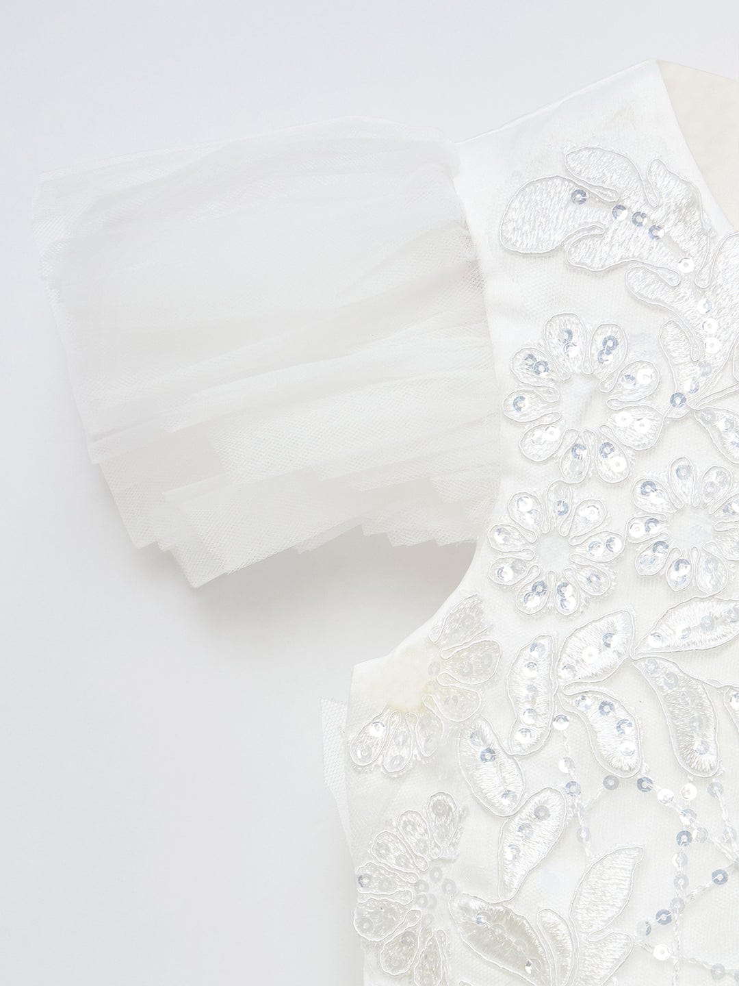 Blue Giraffe Girls White Solid U Neck Dress