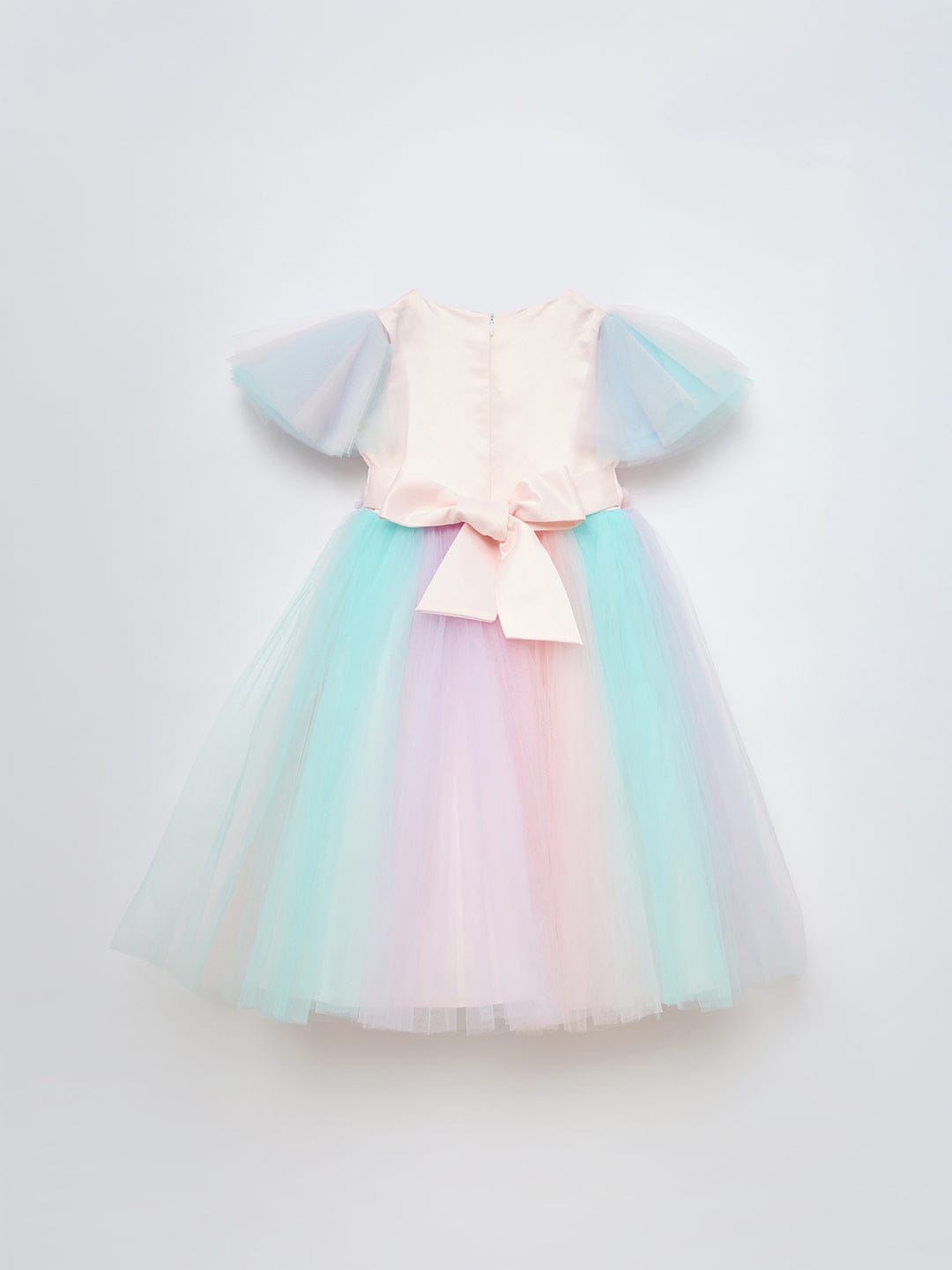 Blue Giraffe Girls Multicolor Solid U Neck Dress