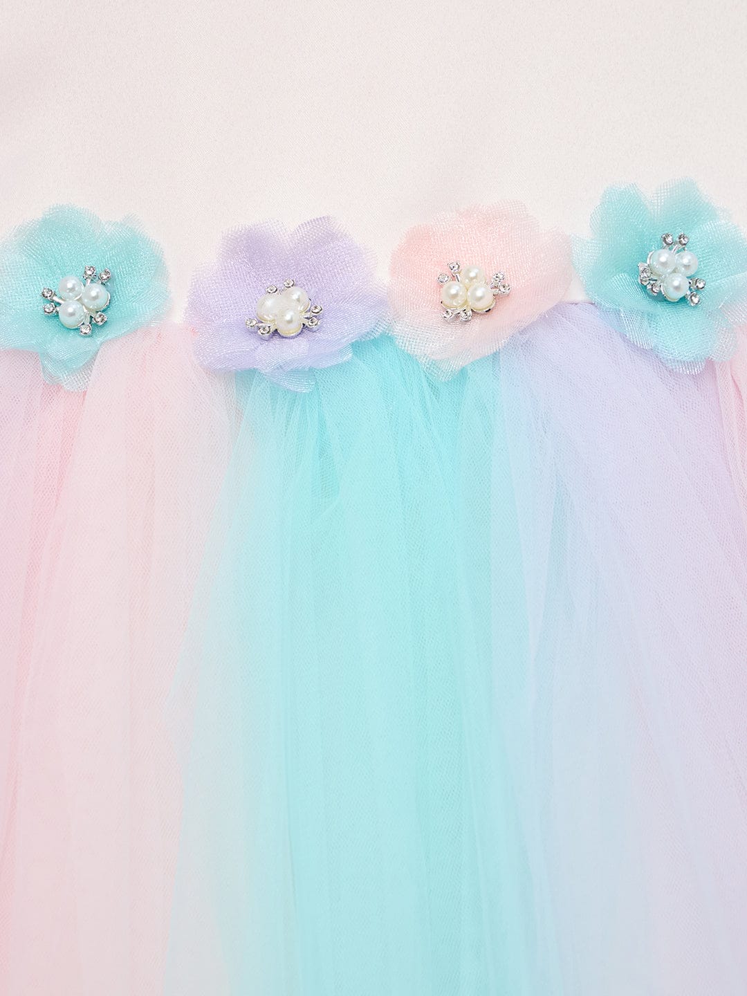 Blue Giraffe Girls Multicolor Solid U Neck Dress