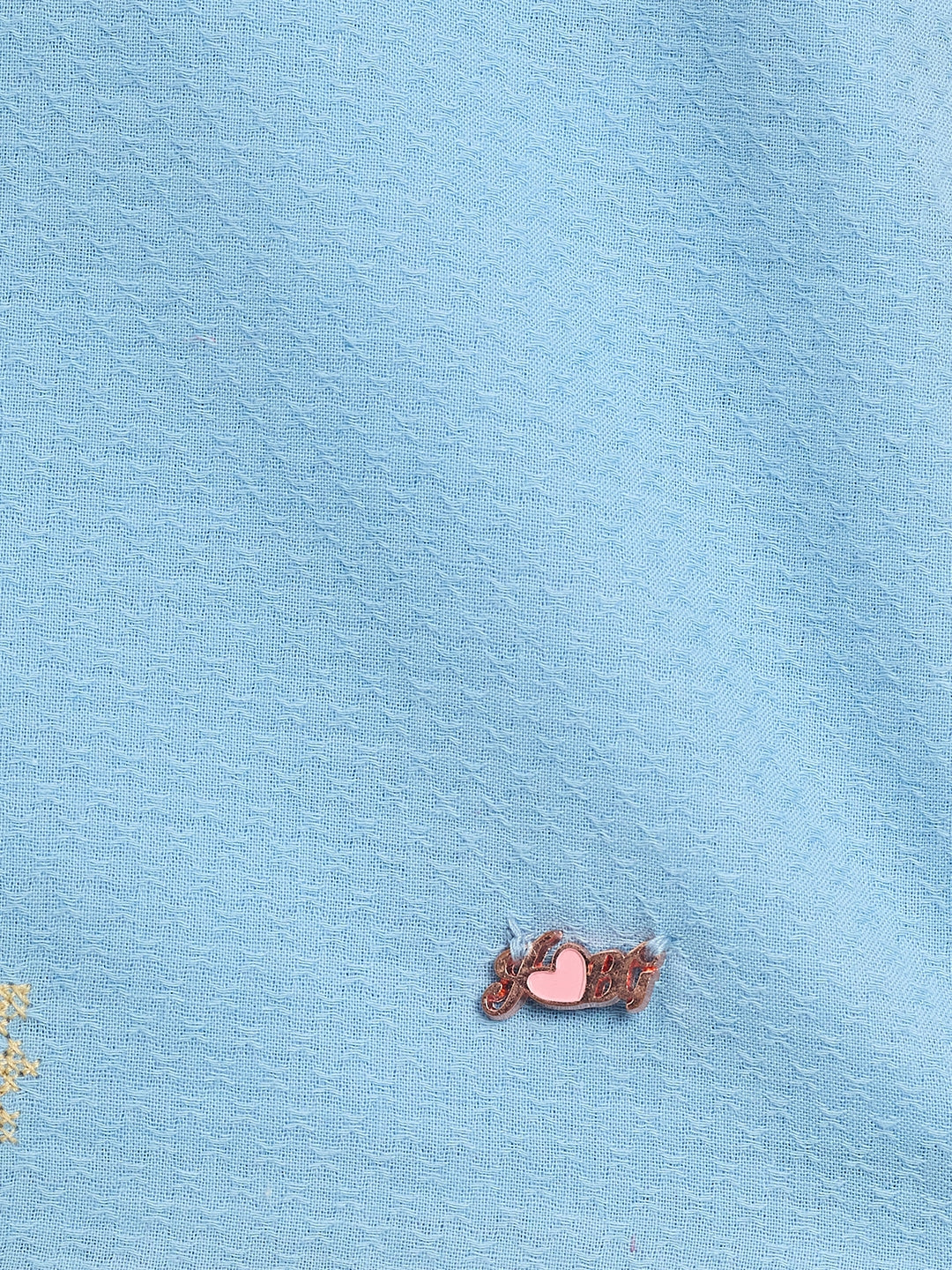 Blue Giraffe Girls Blue Solid Band Collar Dress