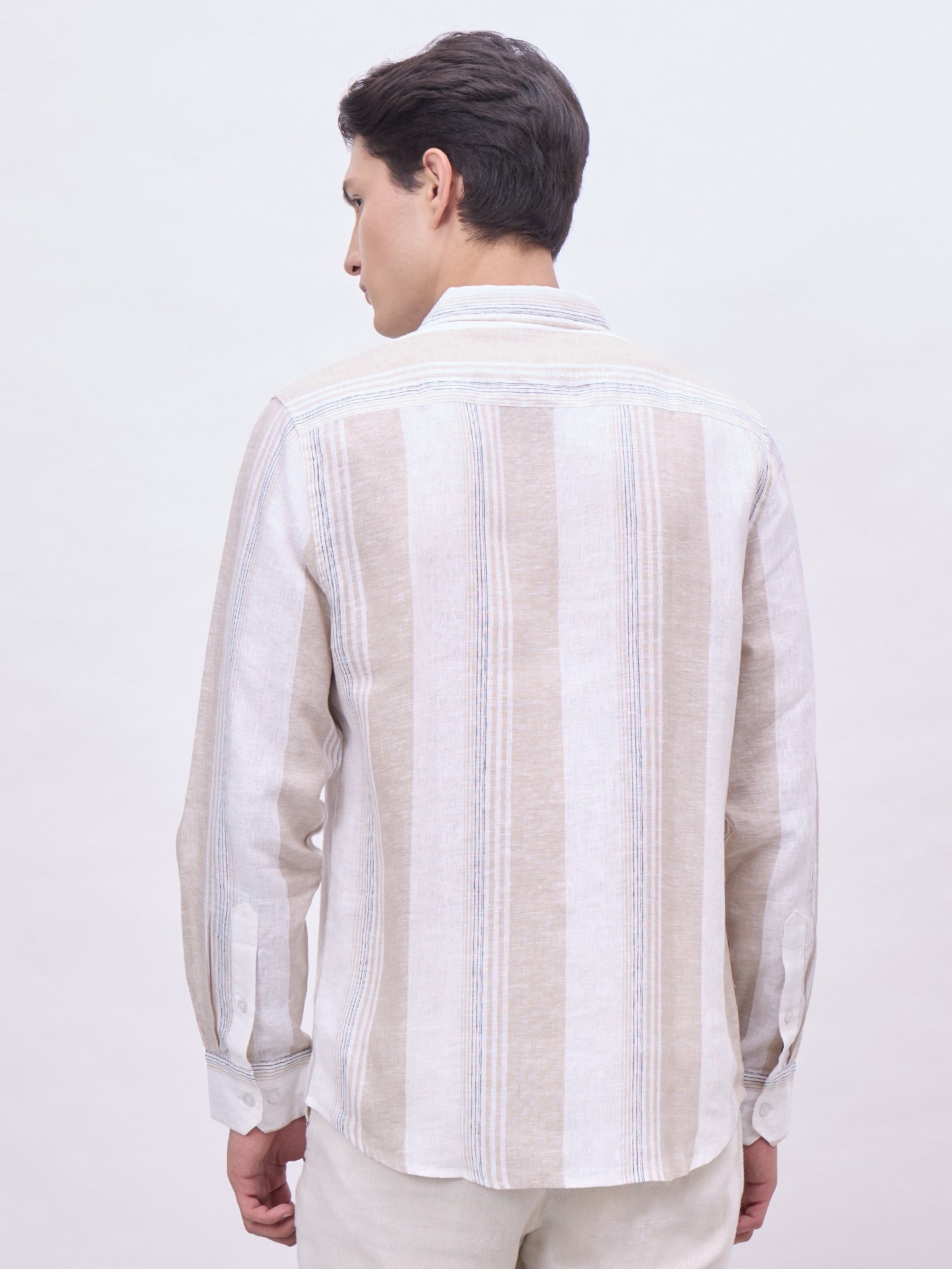 Iconic Men Beige Striped Collar Shirt