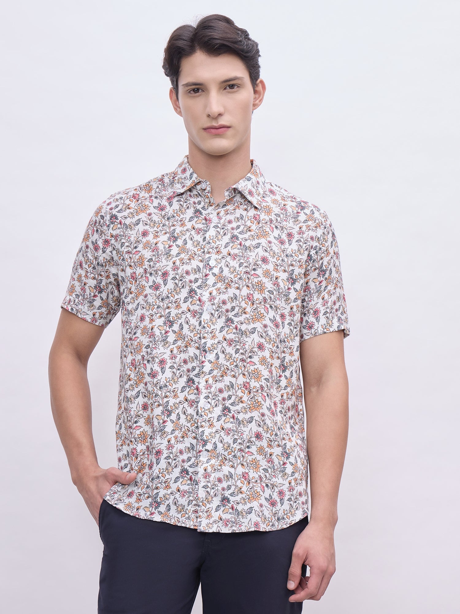 Iconic Men Multicolor Printed Collar Shirt