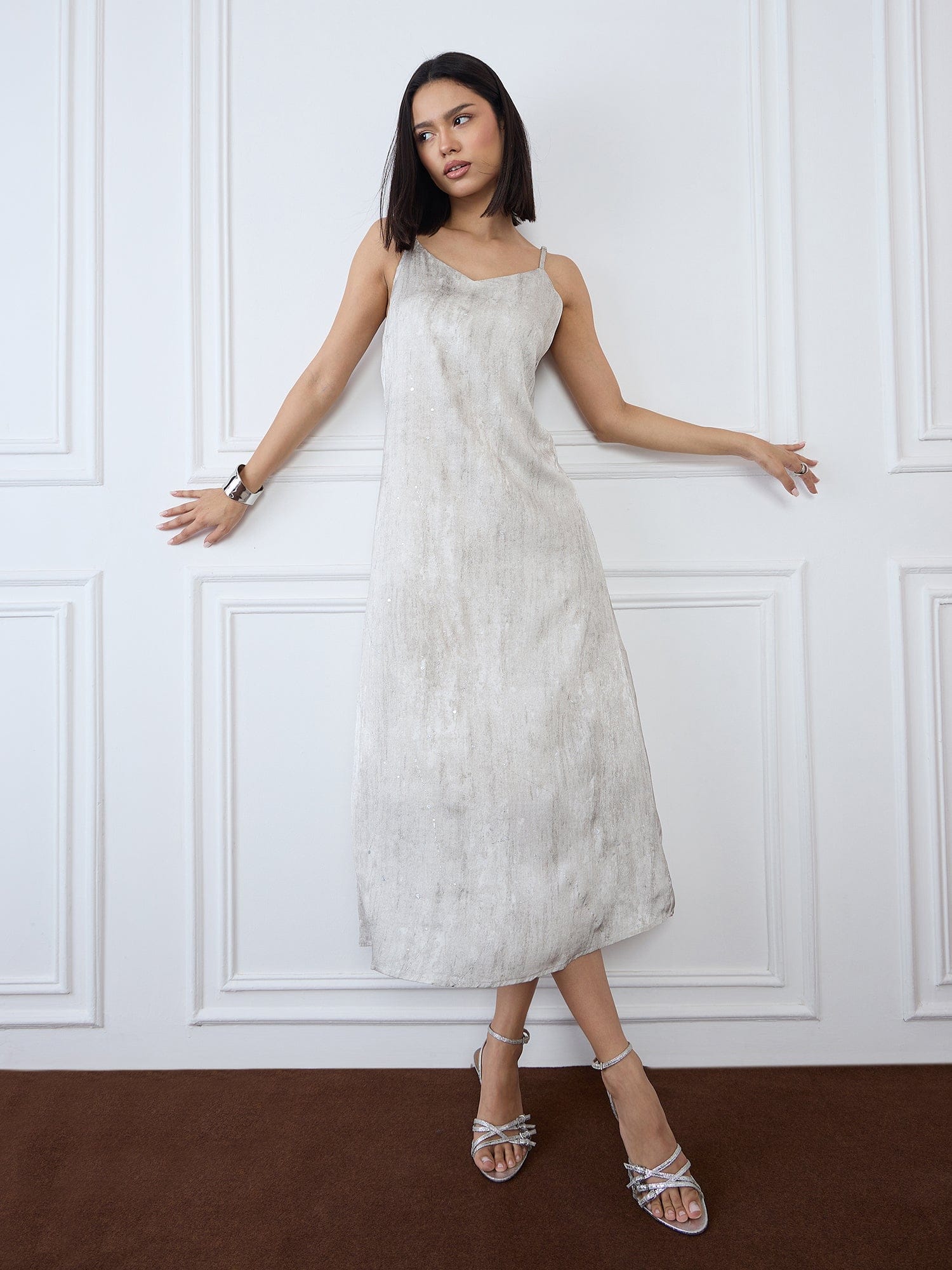 Iconic Women Grey V Neck Dress