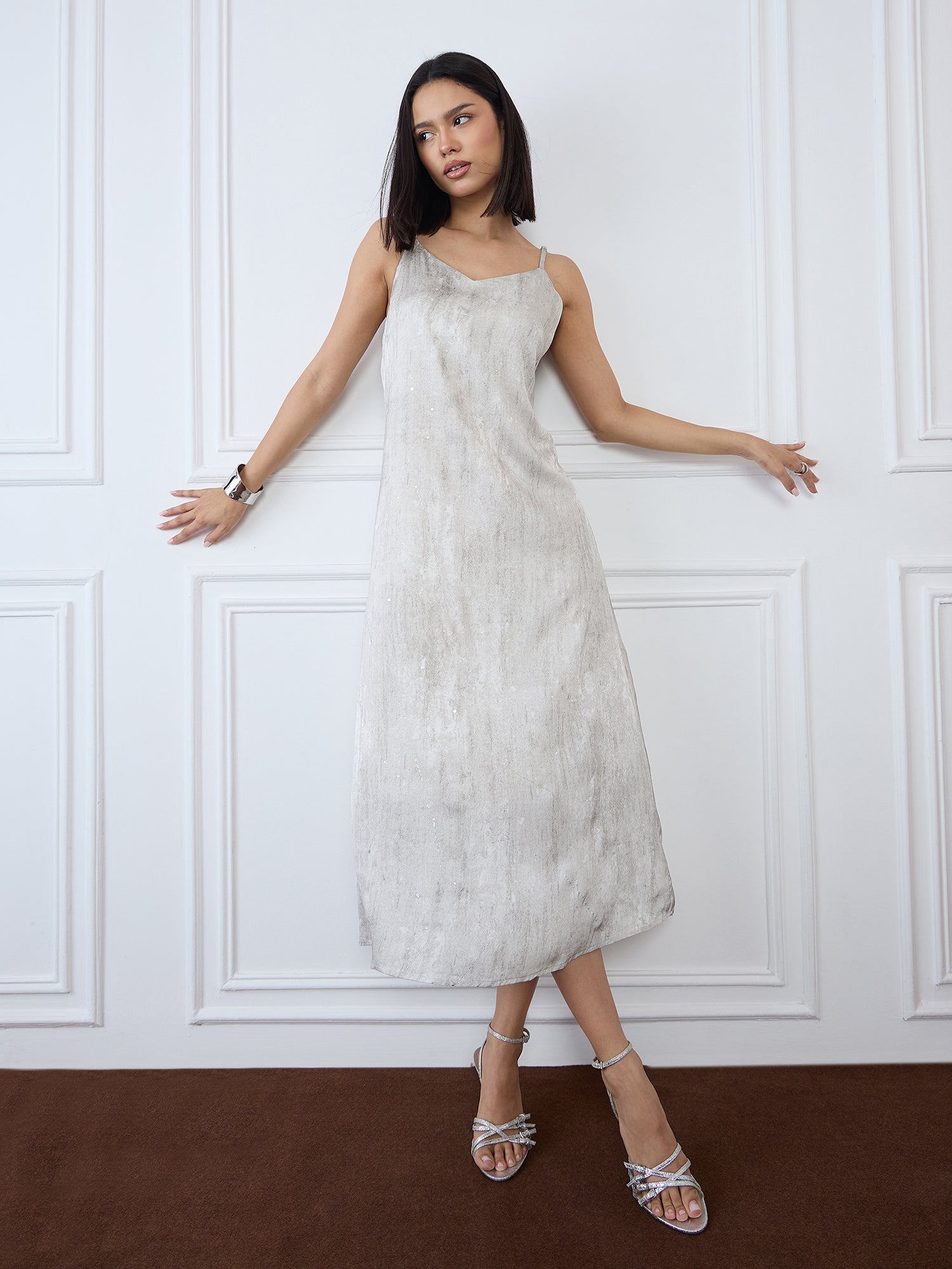 Iconic Women Grey V Neck Dress