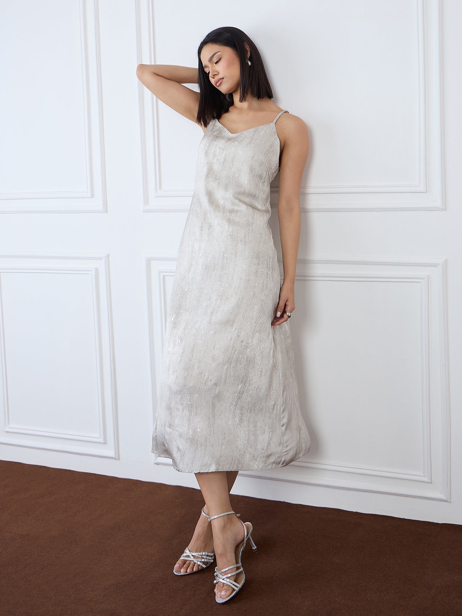 Iconic Women Grey V Neck Dress