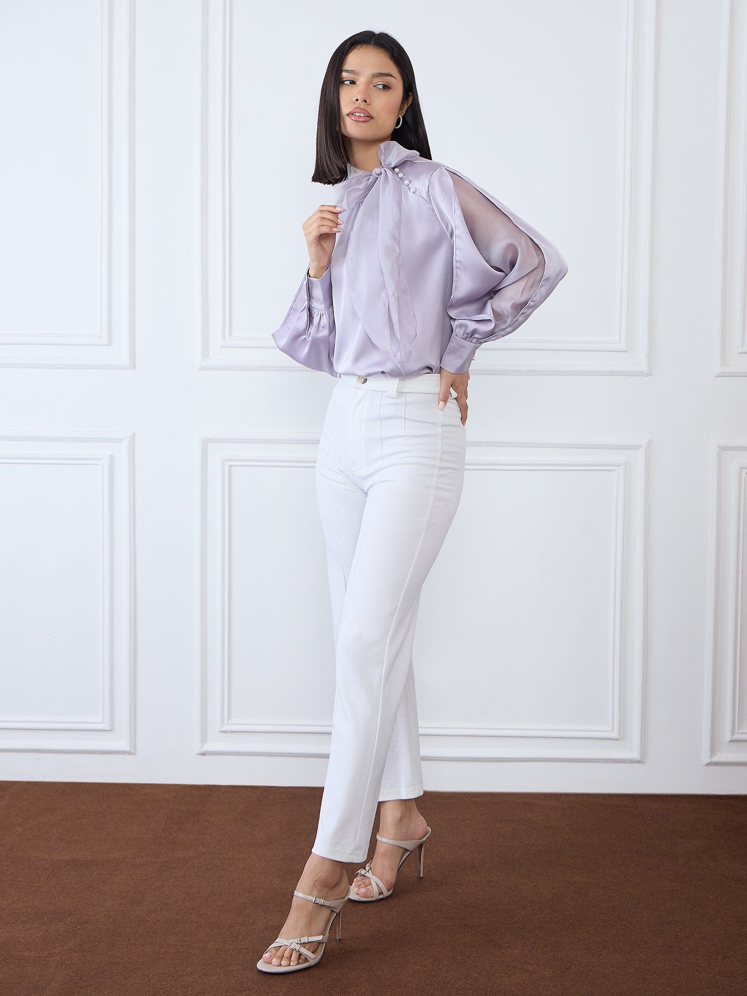 Iconic Women Purple Solid Round Neck Top