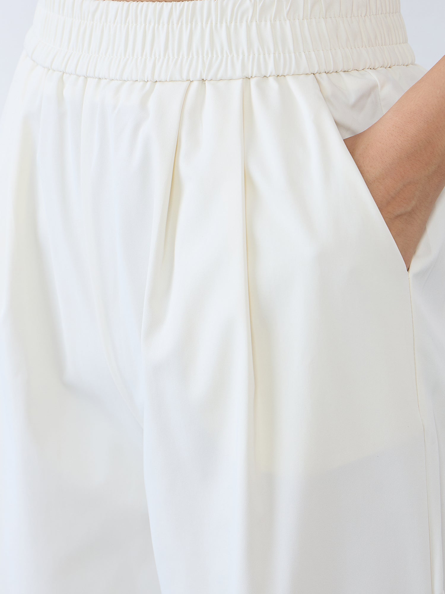 Iconic Women Beige Flared Solid Cargo Trouser