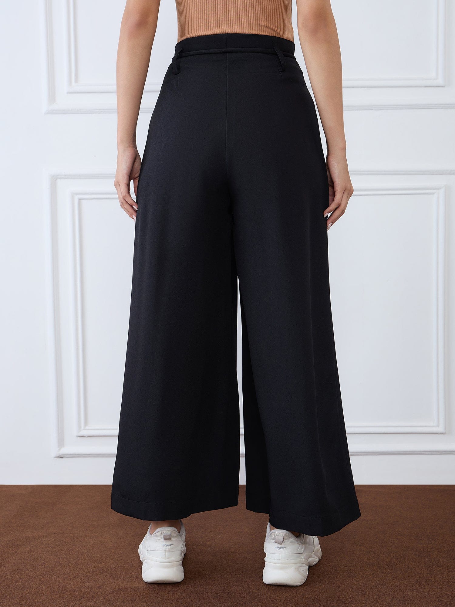 Iconic Women Black Flared Solid Trouser