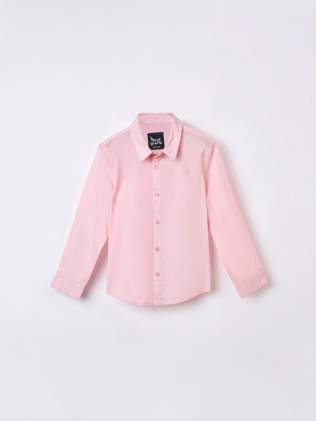 Blue Giraffe Boys Pink Solid Collar Shirt