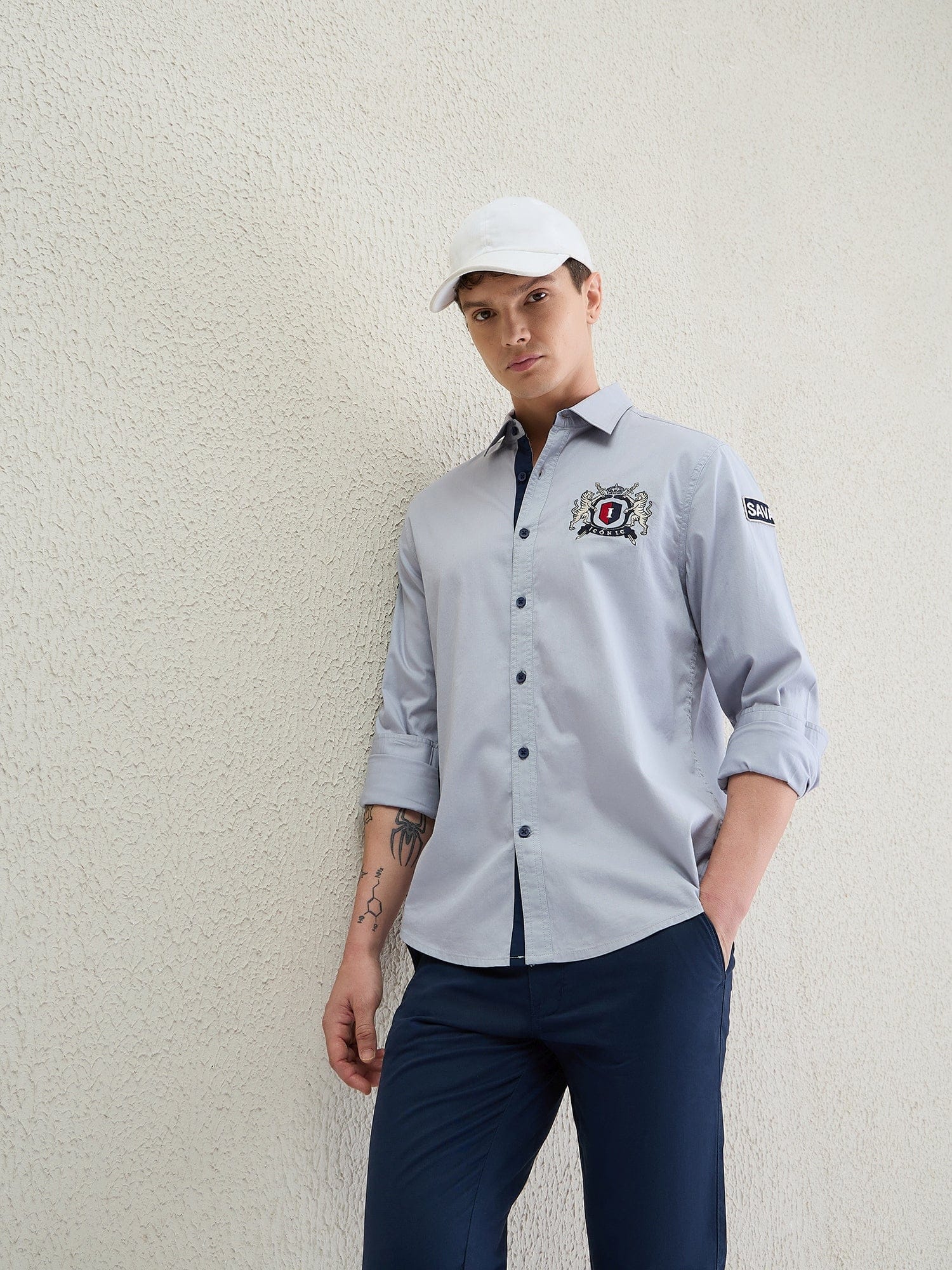 Iconic Men Grey Shirt