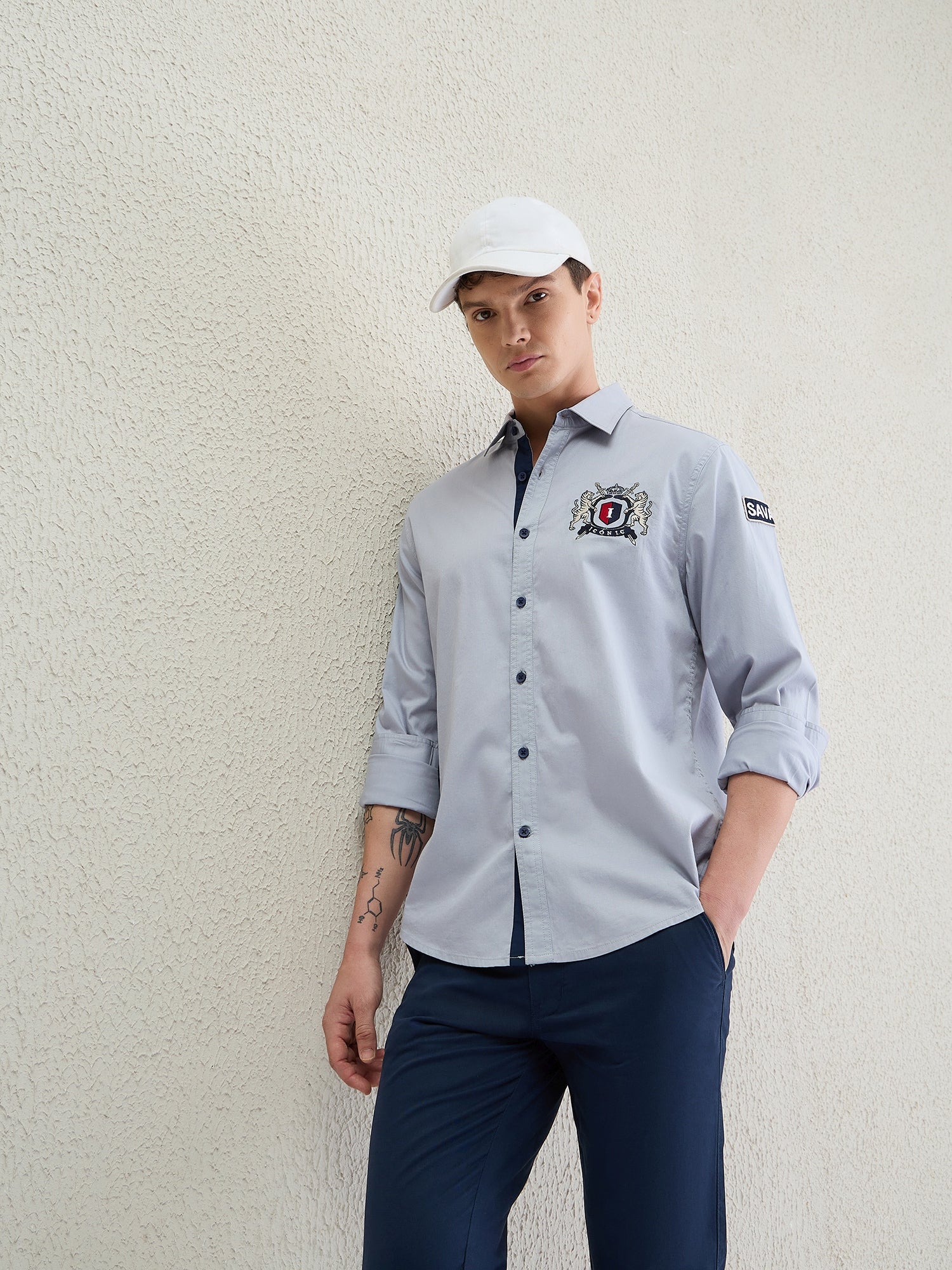 Iconic Men Grey Shirt