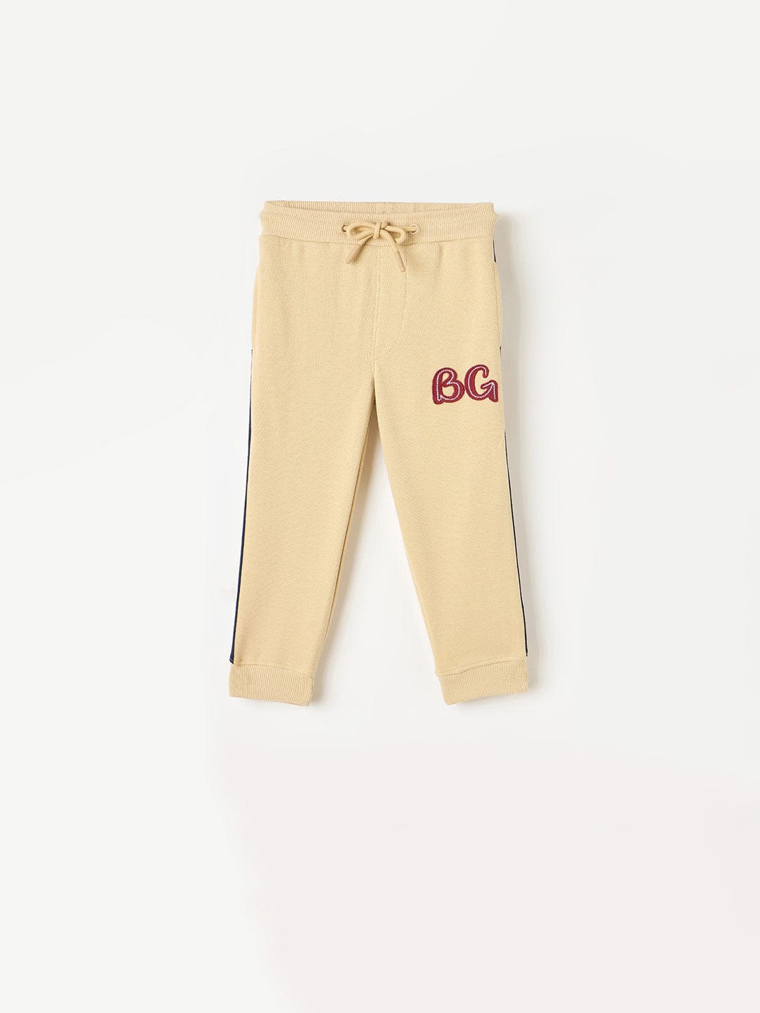 Blue Giraffe Boys Beige Regular Fit Solid Jogger