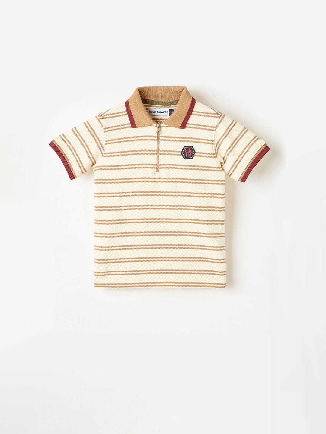 Blue Giraffe Boys White Solid Polo Tshirt