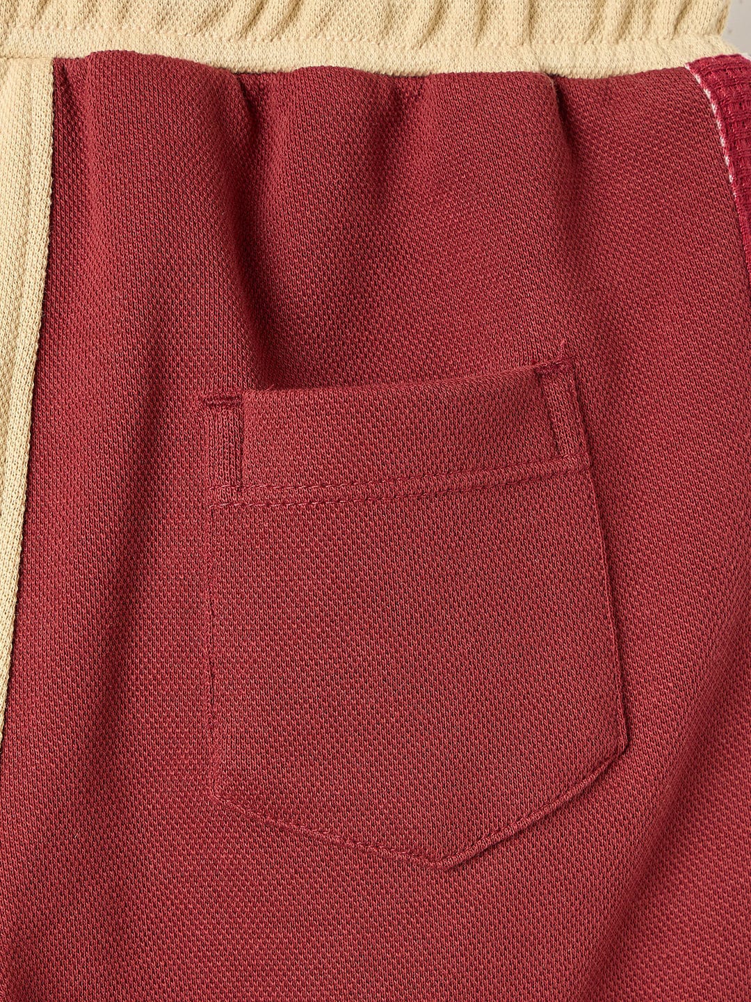 Blue Giraffe Boys Red Regular Fit Solid Shorts