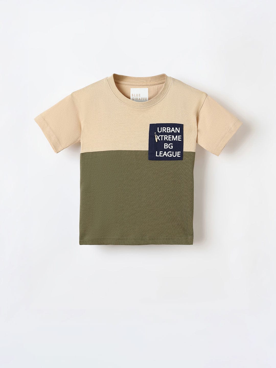 Blue Giraffe Boys Beige Tshirt