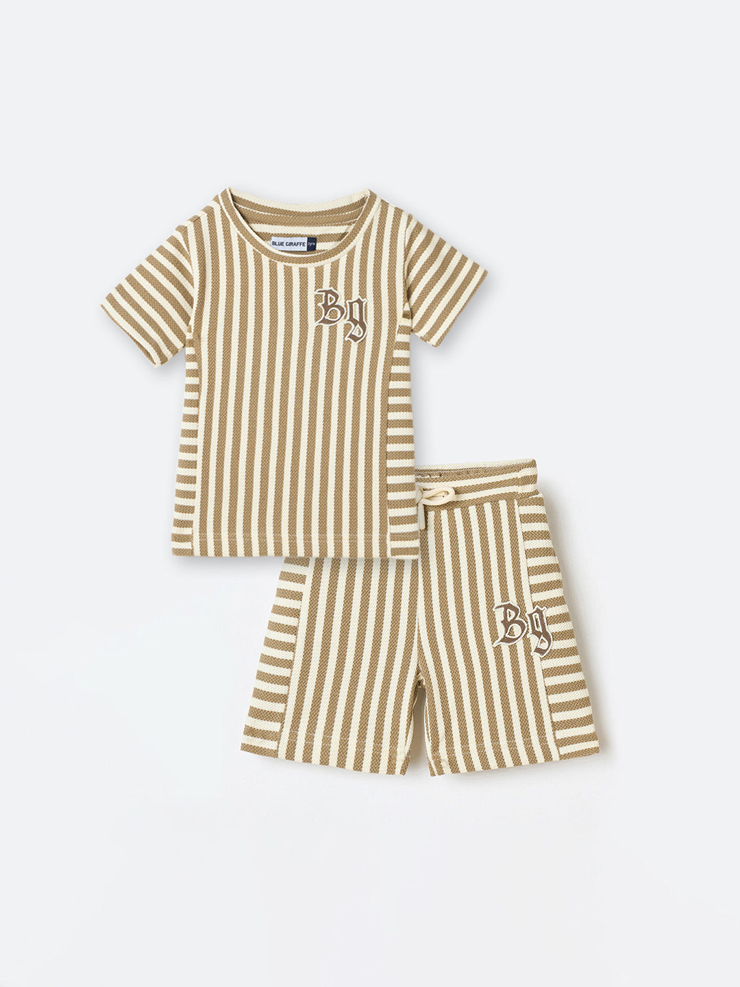 Blue Giraffe Boys White Solid Tshirt