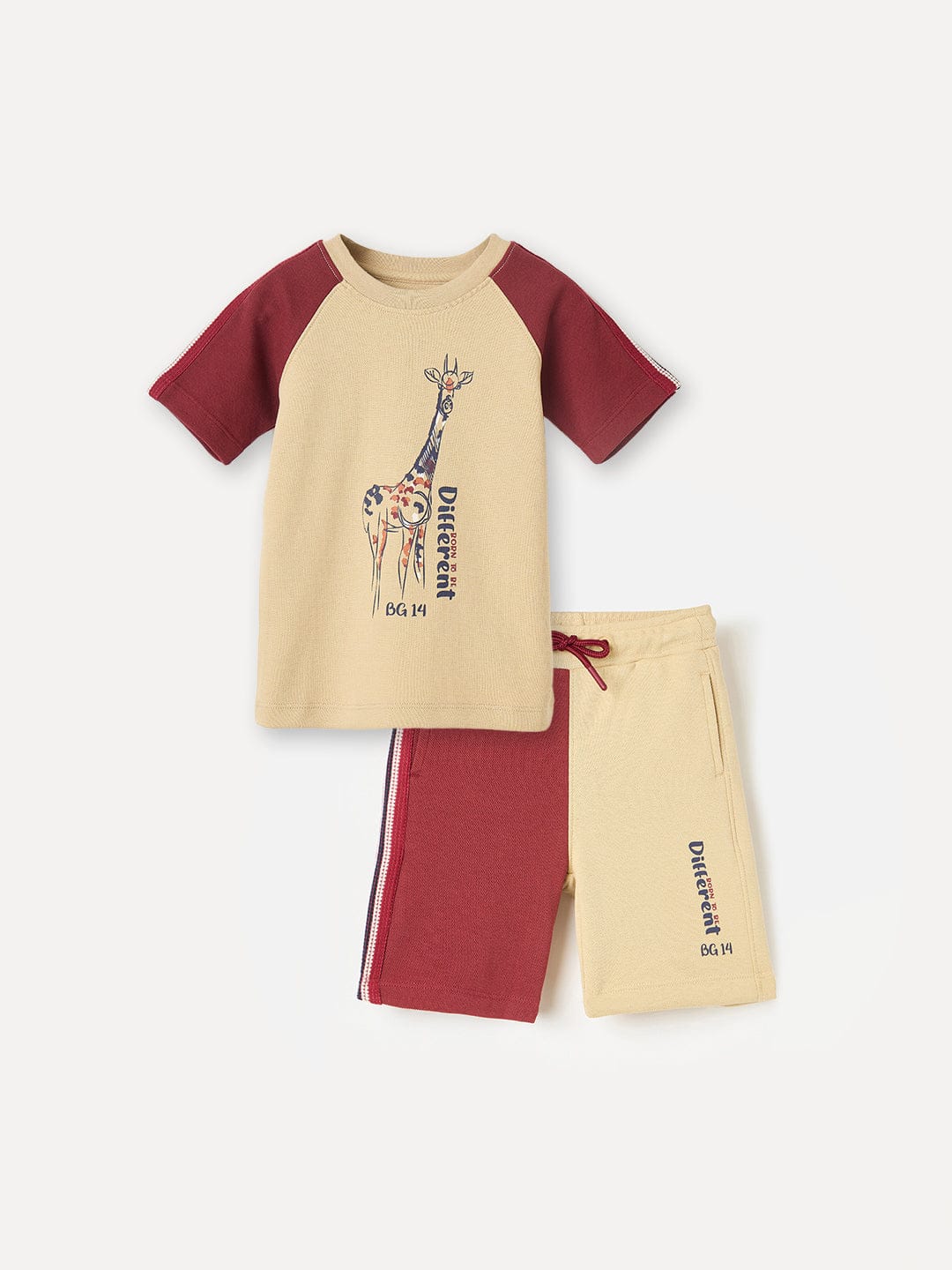 Blue Giraffe Boys Red Solid Tshirt