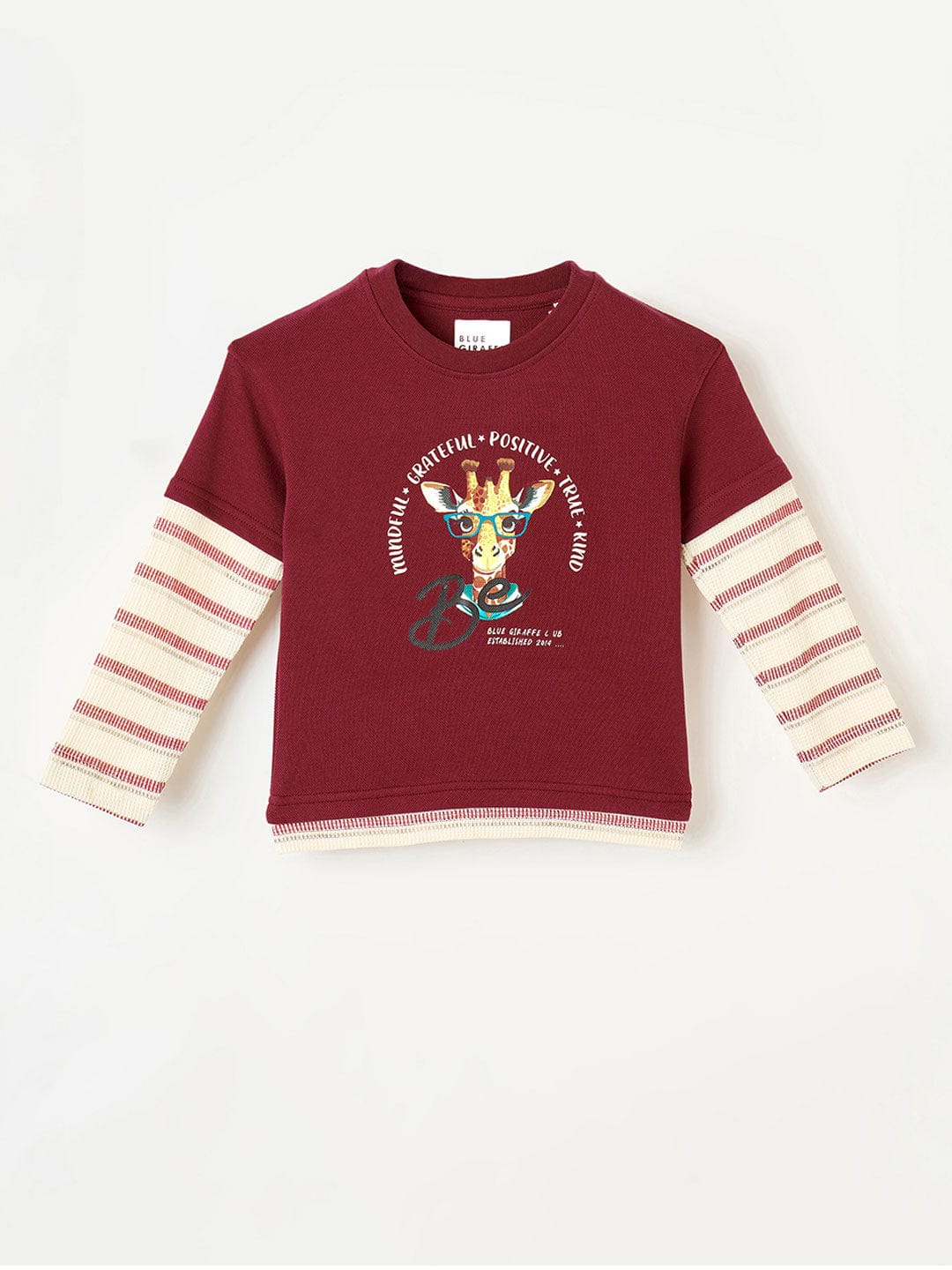 Blue Giraffe Boys Red Solid Tshirt
