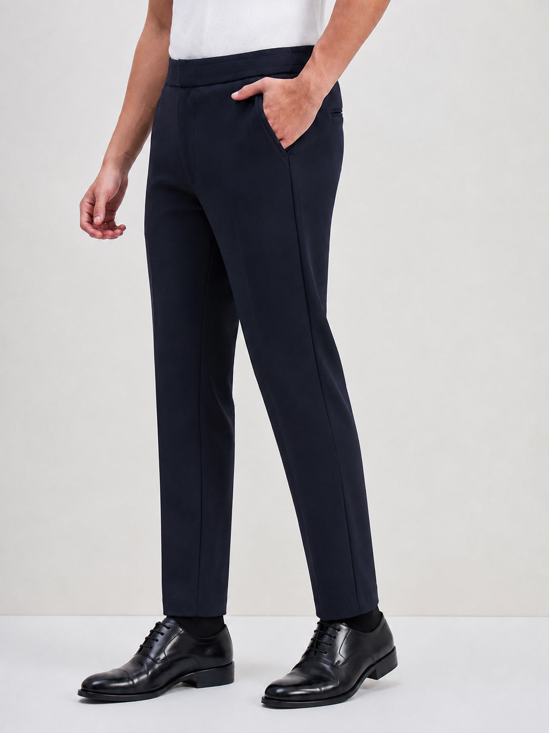 ICONIC Men Navy Blue Regular Fit Trouser