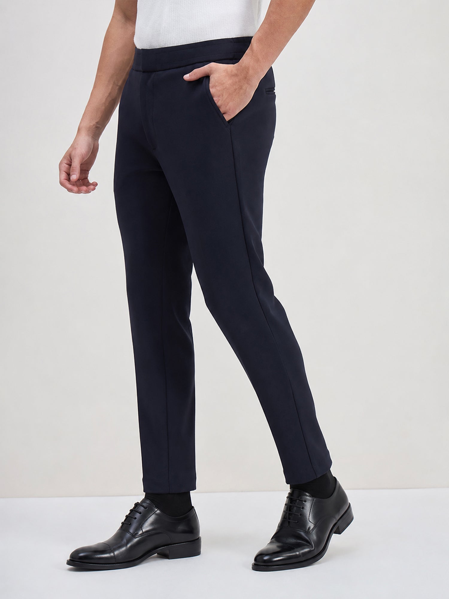 ICONIC Men Navy Blue Regular Fit Trouser