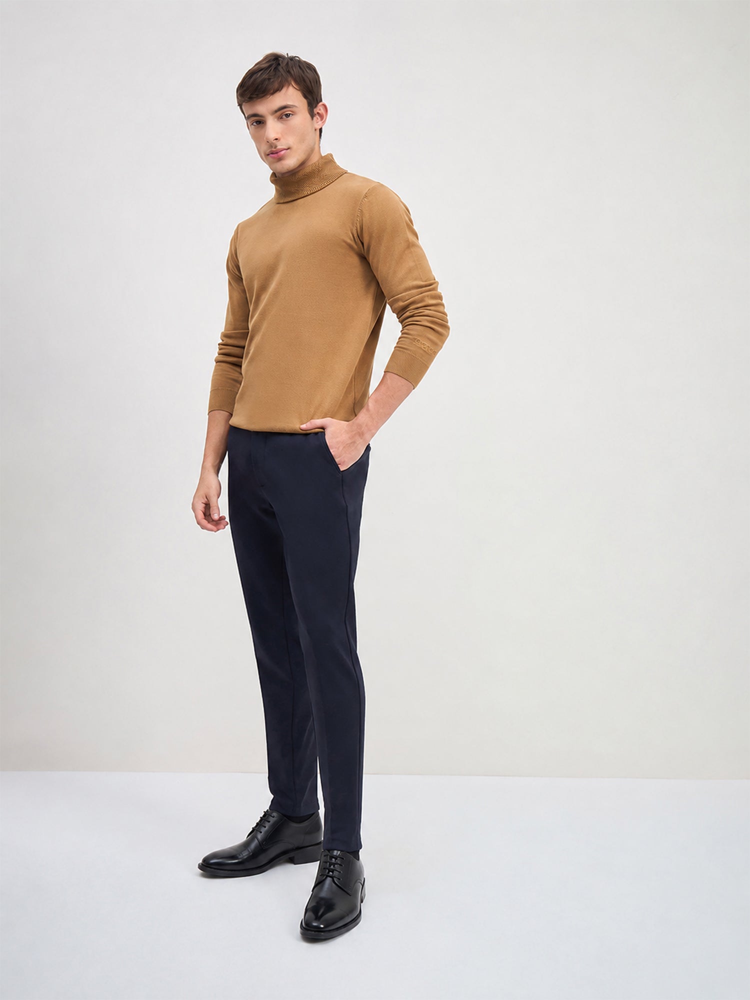 ICONIC Men Navy Blue Regular Fit Trouser