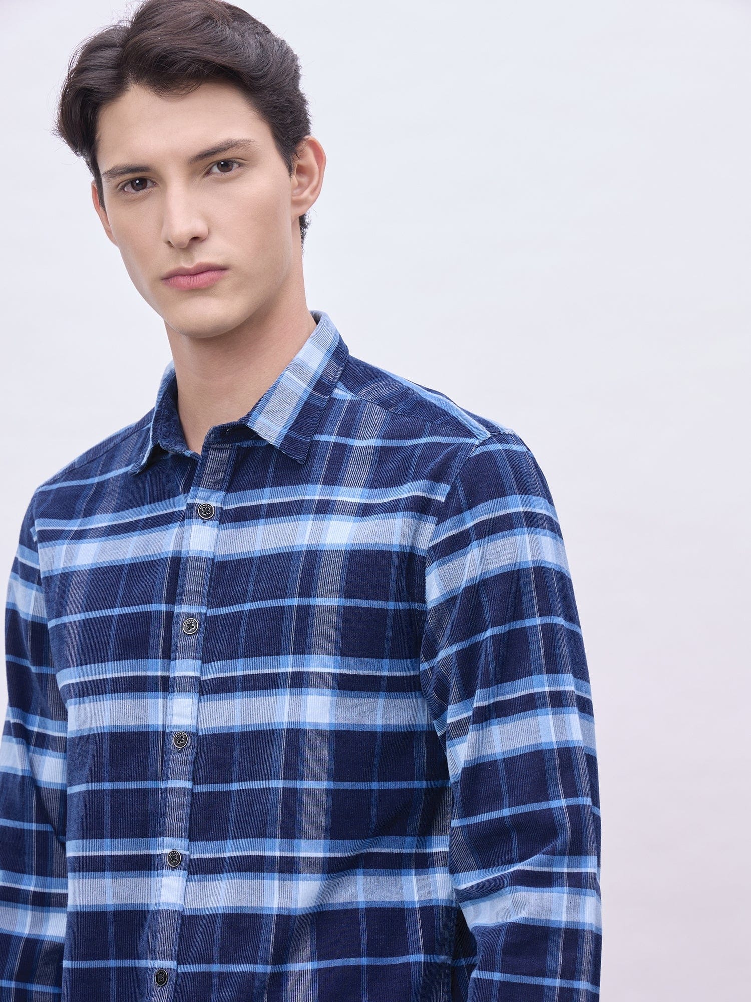 Iconic Men Blue Checks Collar Shirt