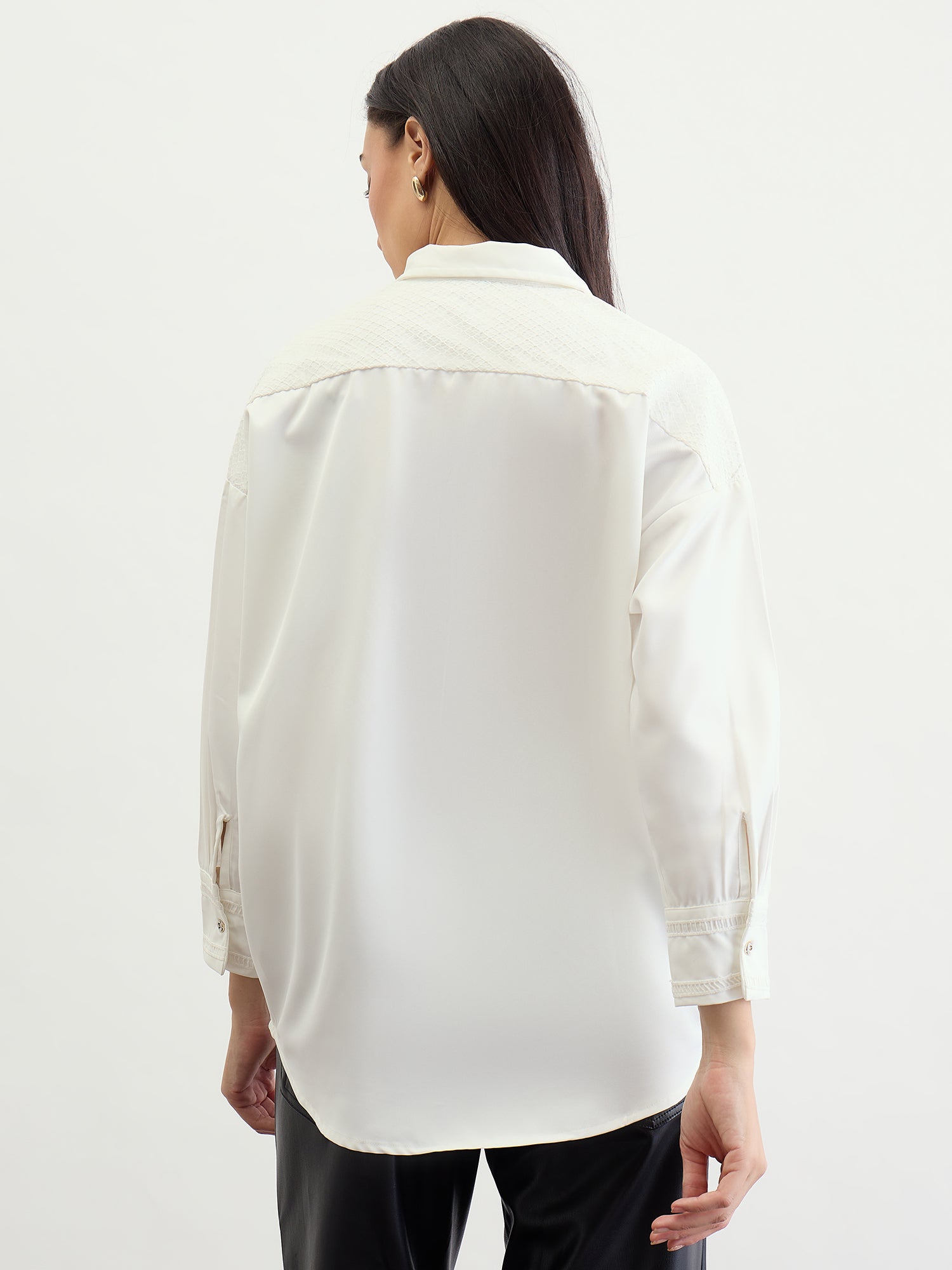 Iconic Women White Solid Collar Shirt