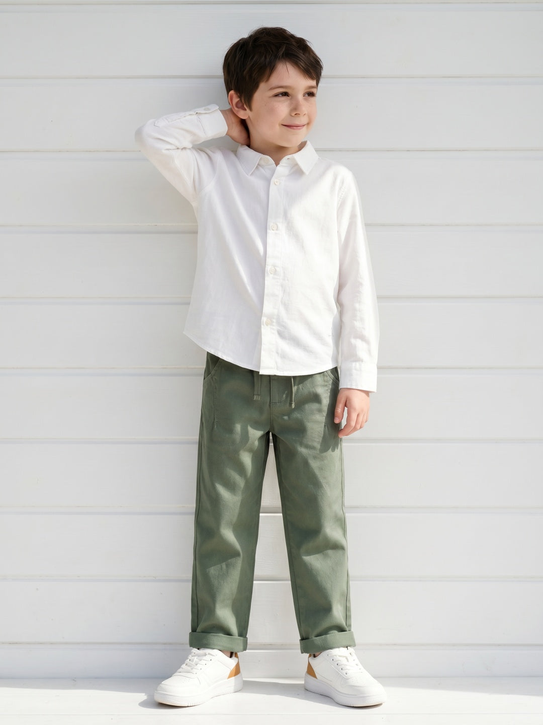 Blue Giraffe Boys Black Regular Fit Solid Trouser