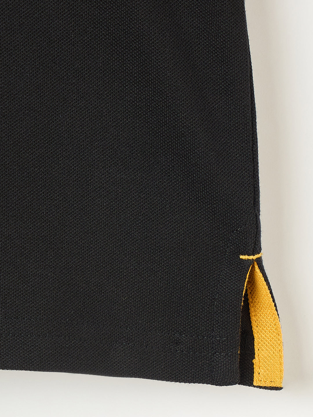 Blue Giraffe Boys Black Solid Polo Tshirt