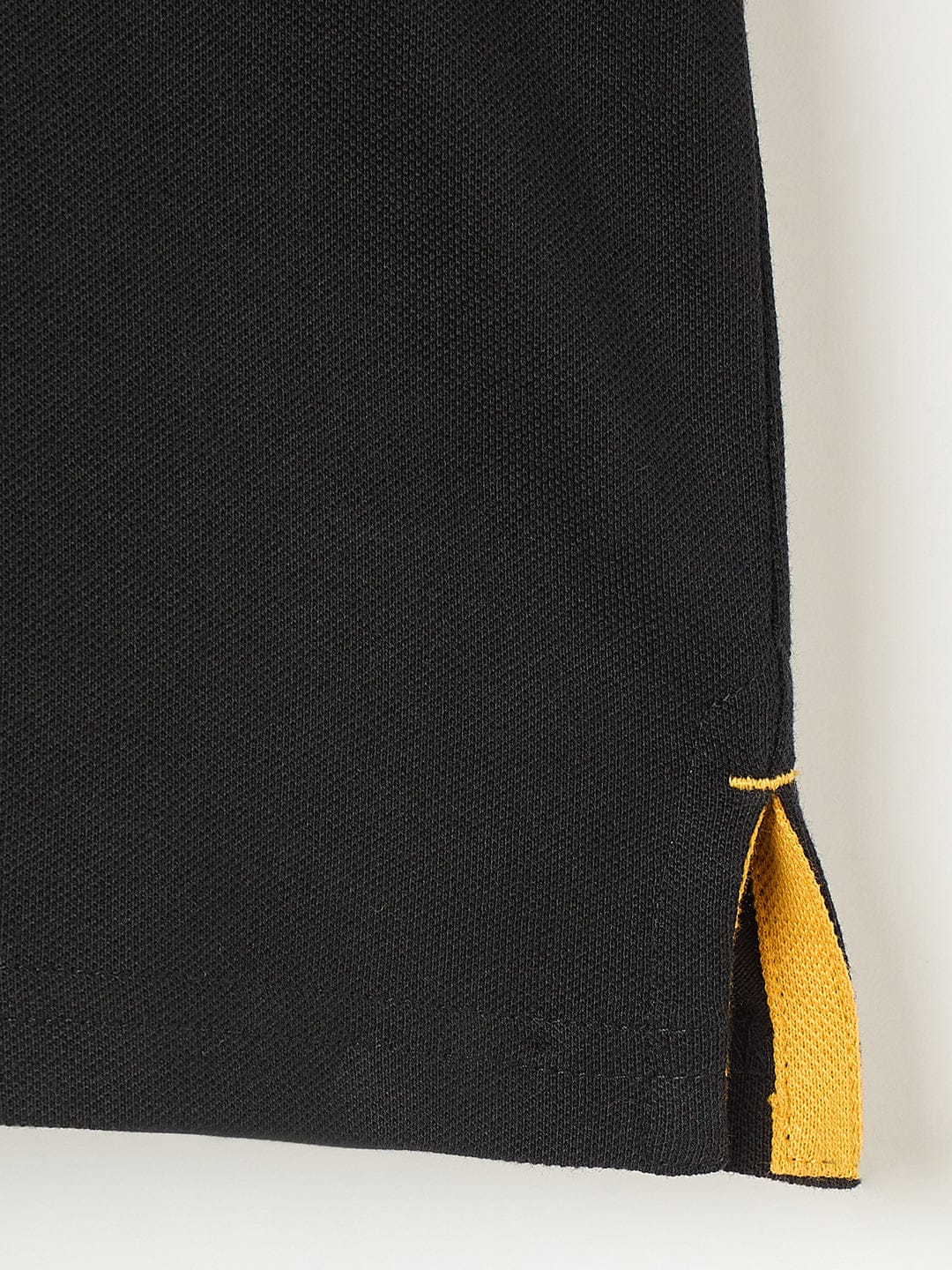 Blue Giraffe Boys Black Solid Polo Tshirt