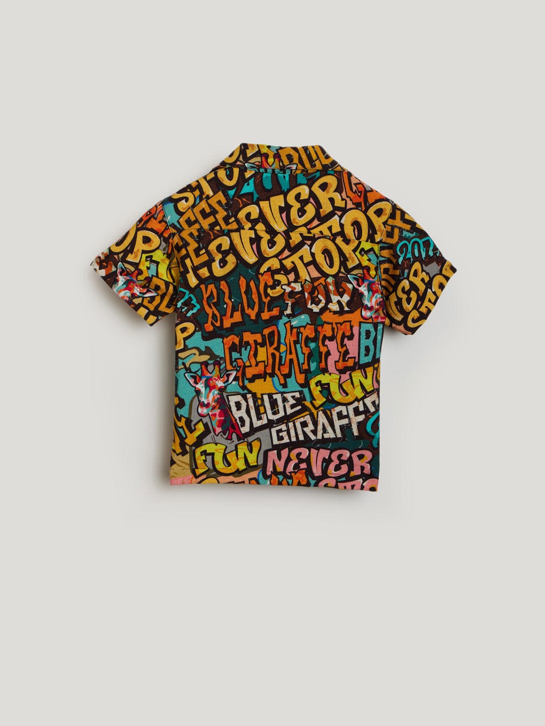Blue Giraffe Boys Multicolor Printed Lapel Collar Shirt