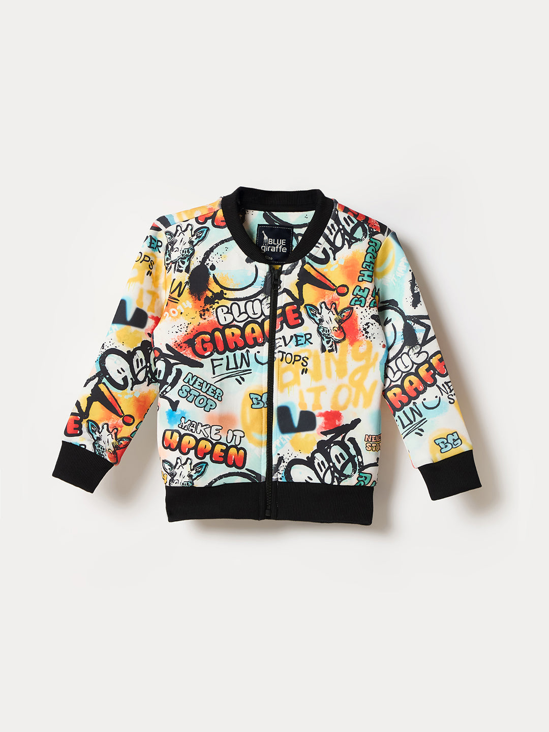 Blue Giraffe Boys Multi Graphic Band Collar Sweatshirt