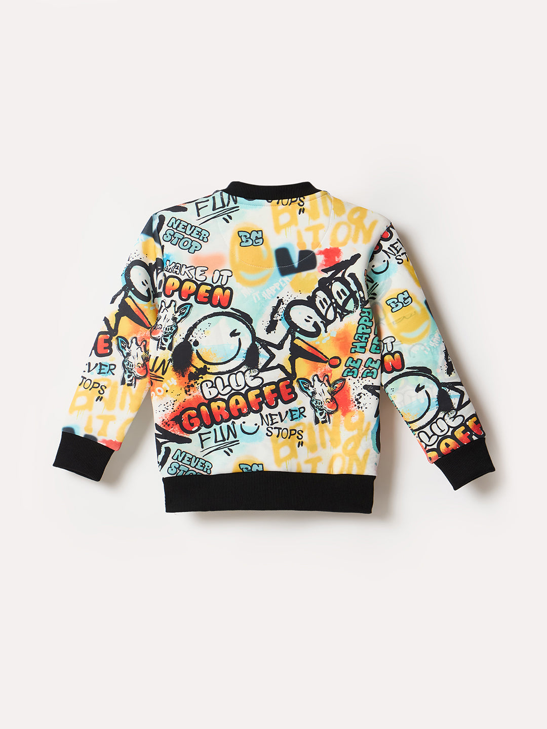 Blue Giraffe Boys Multi Graphic Band Collar Sweatshirt