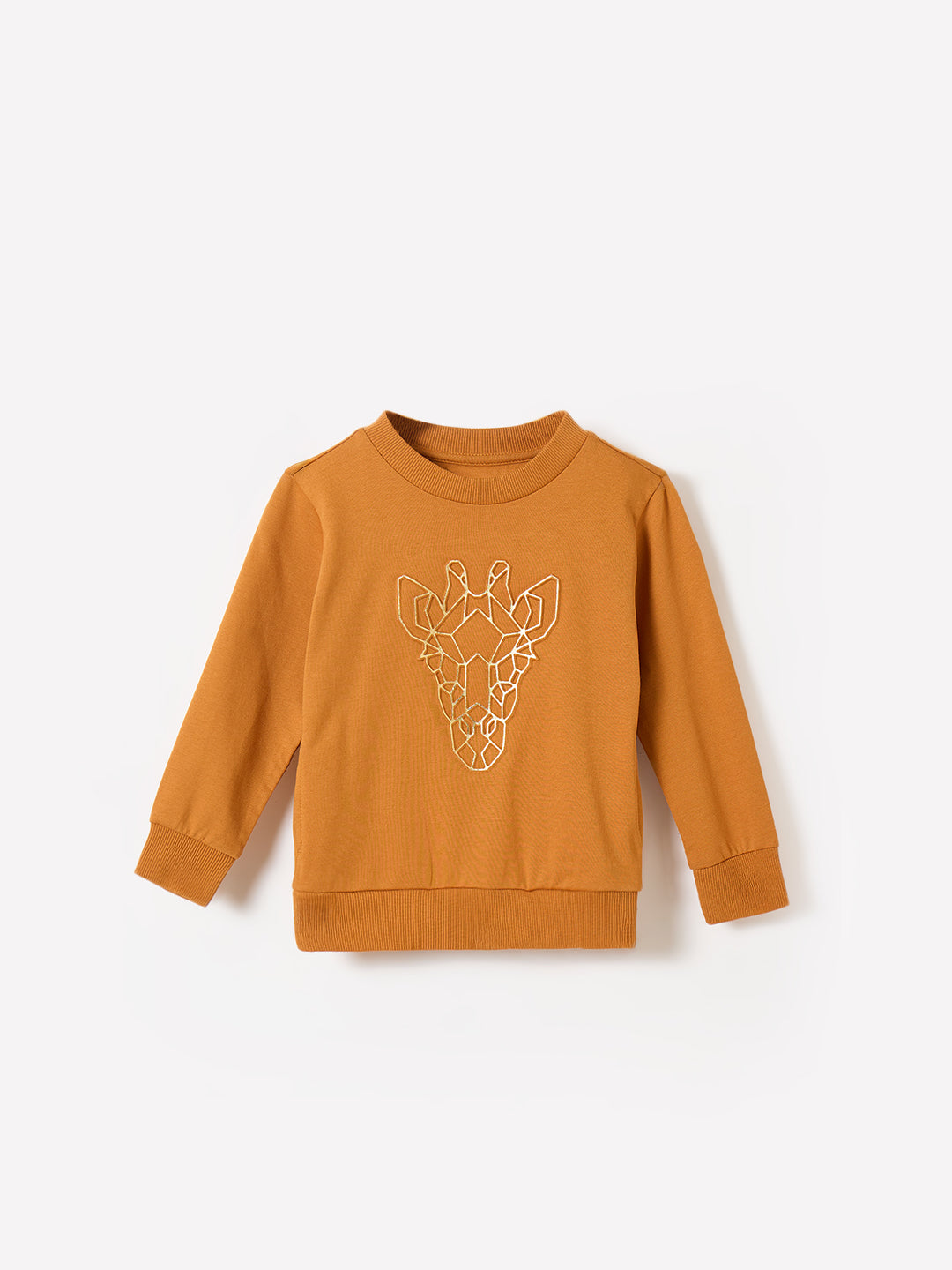 Blue Giraffe Boys Yellow Knitted Round Neck Sweatshirt
