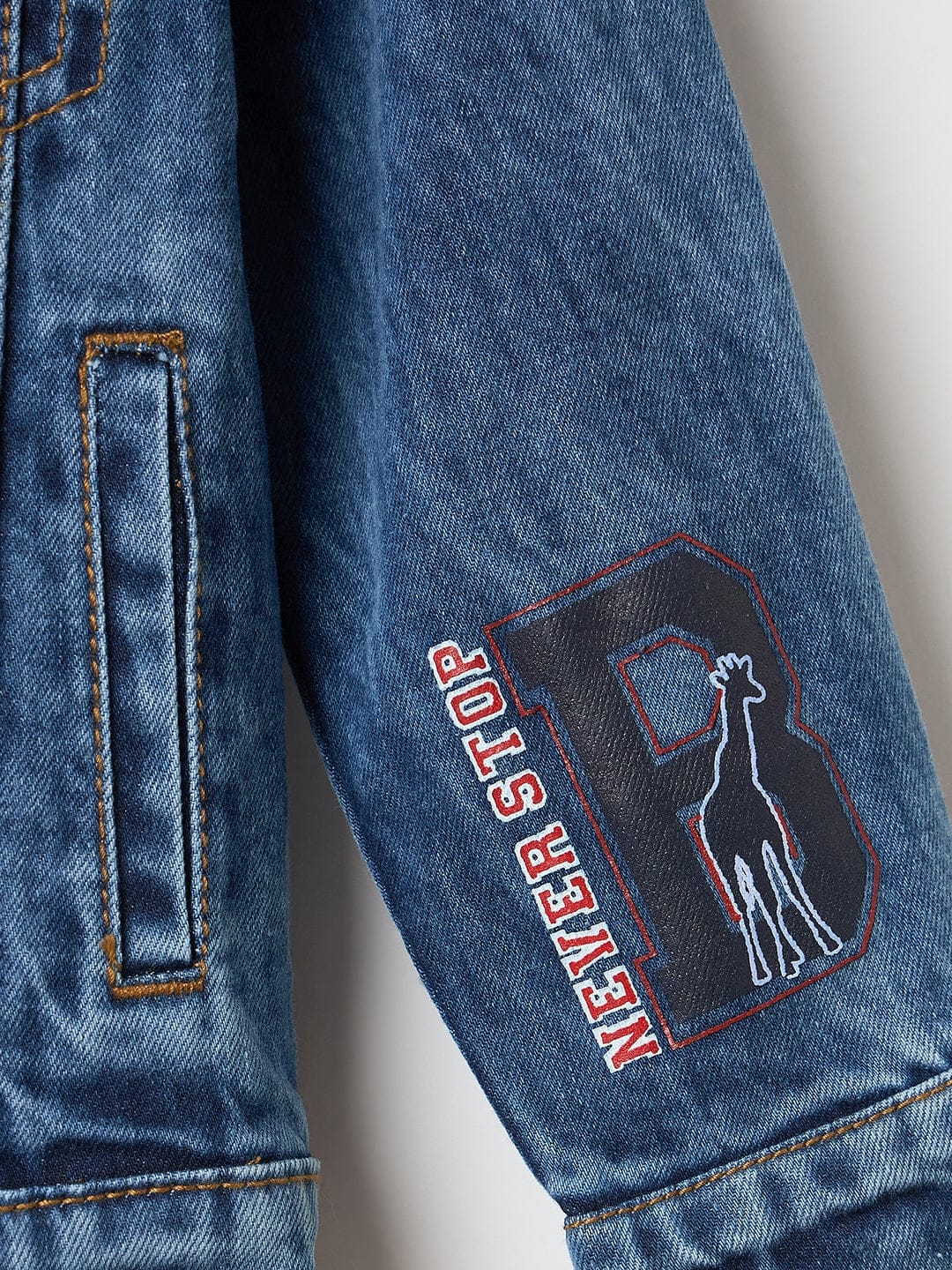 BLUE GIRAFFE Boys Blue Solid Shirt Collar Denim Jacket