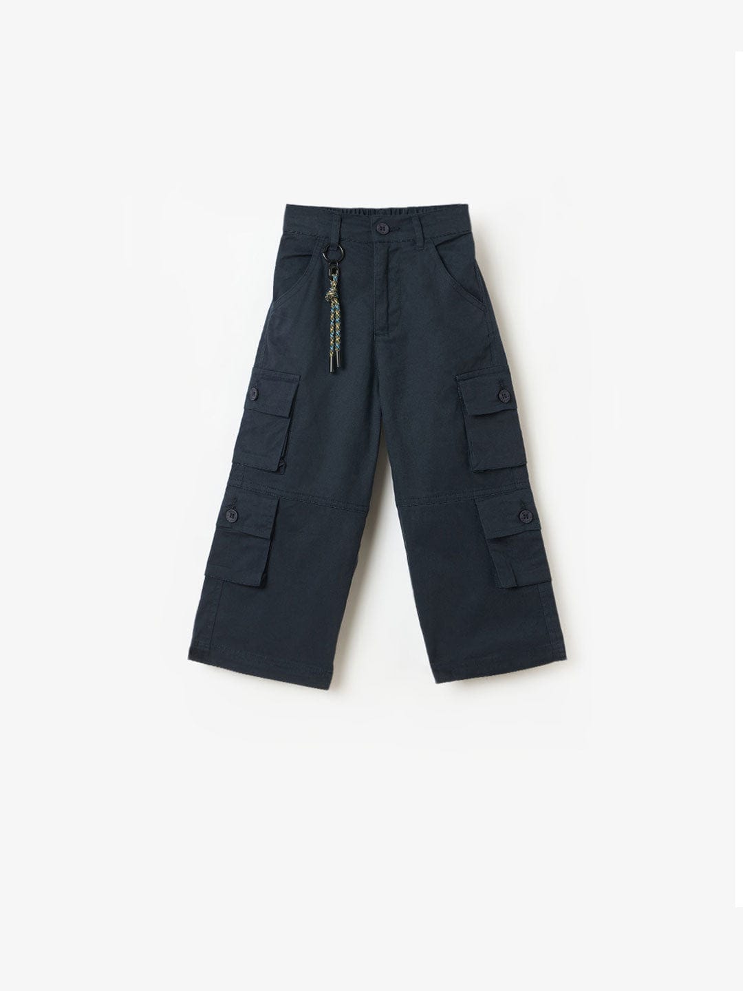 Blue Giraffe Boys Blue Regular Fit Solid Trouser