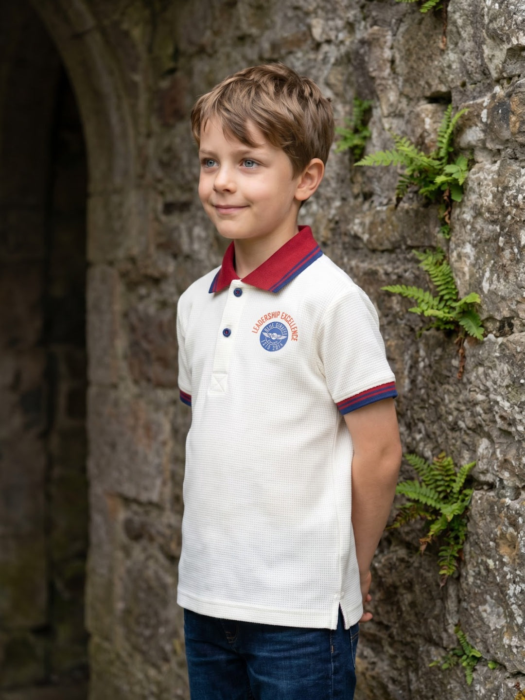 Blue Giraffe Boys Blue Graphic Polo Tshirt