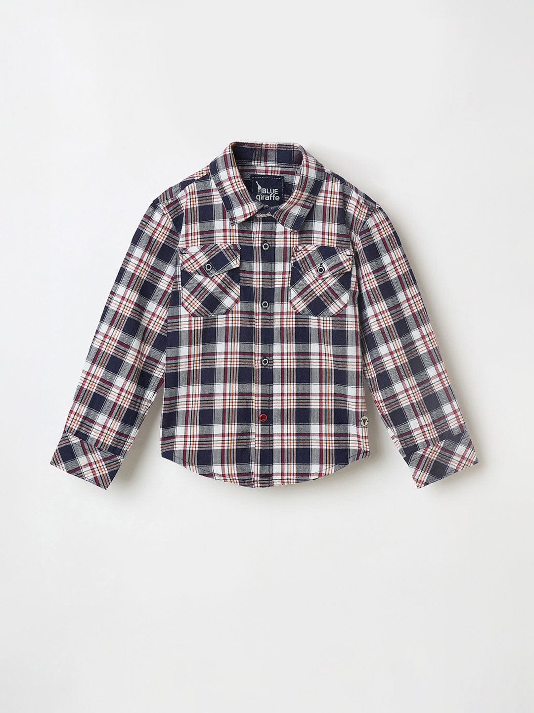 Blue Giraffe Boys Blue Checks Lapel Collar Shirt